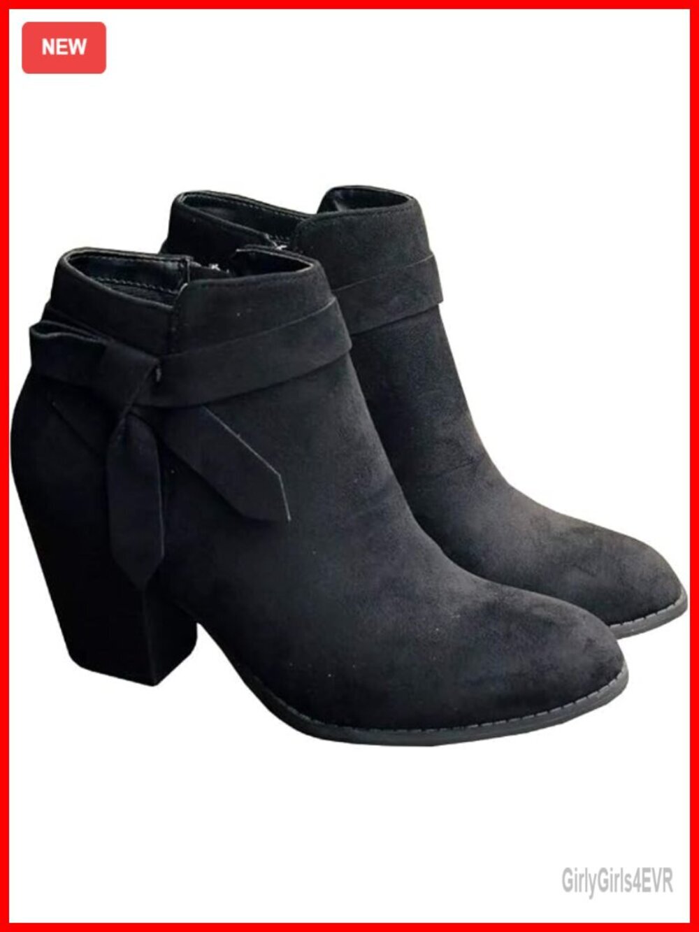 Faux Suede Chelsea Ankle Booties with Stacked Heel